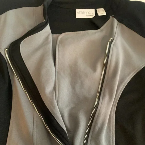 New Attitudes by Renee Gray And Black Zippered Jacket Size Large - Picture 3 of 13